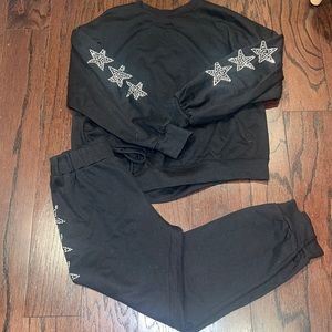 Black Star-Patterned Track Pants & Joggers